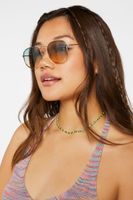 Ombre Round Sunglasses in Gold/Green