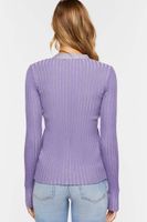 Women's Ribbed Split-Hem Sweater in Grape Small