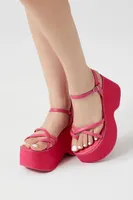 Women's Crisscross Flatform Wedges in Pink, 8.5