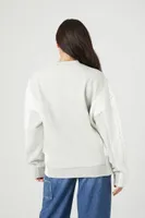 Women's Colorblock Cable Knit-Sleeve Pullover in Heather Grey Medium