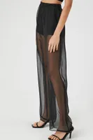 Women's Chiffon Sheer Straight-Leg Pants in Black Medium