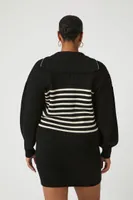 Women's Striped Mini Sweater Dress Black/Vanilla,