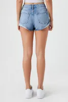 Women's Distressed Mid-Rise Denim Shorts in Medium Denim, 28