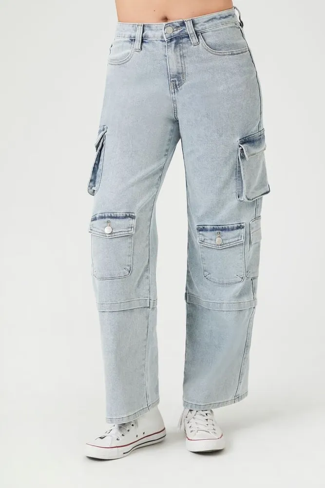 Straight Low Cargo Jeans - Denim blue - Ladies