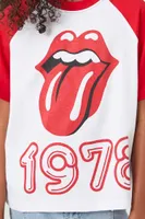 Girls Rolling Stones Raglan T-Shirt (Kids) in White, 7/8