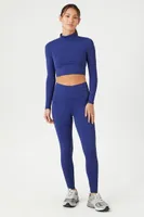 Women's Active Cutout Long-Sleeve Crop Top Dark Navy