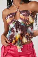 Women's Tropical Mesh Halter Top