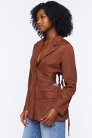 Women's Faux Suede Cutout Blazer in Chocolate Large