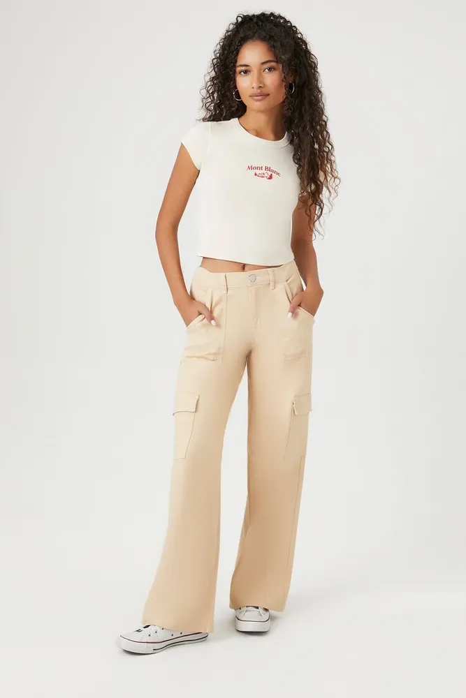 Women's Twill Straight-Leg Cargo Pants Large