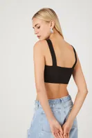 Women's O-Ring Crop Top in Black Large