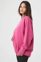 Women's French Terry Crew Pullover in Fuchsia Purple Large