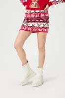 Women's Fair Isle Reindeer Holiday Sweater Dress