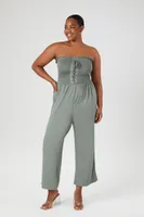 Women's Smocked Lace-Up Jumpsuit