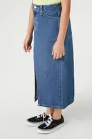 Girls Denim Midi Skirt (Kids) in Dark Denim, 13/14