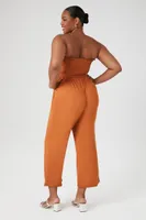 Women's Smocked Lace-Up Jumpsuit