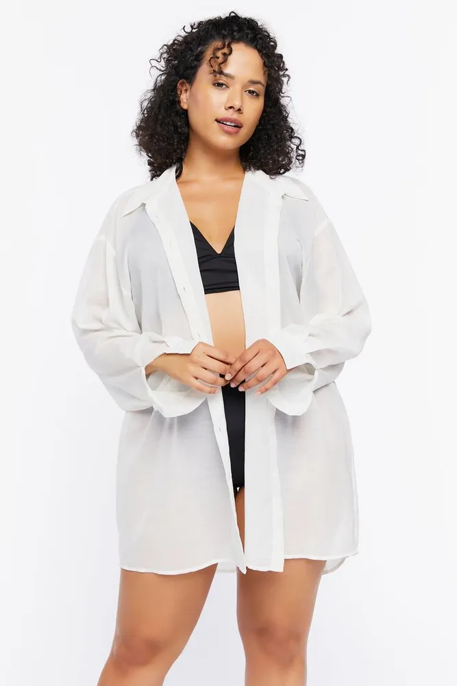 Women's Swim Cover-Up Mini Dress in Vanilla, 3X