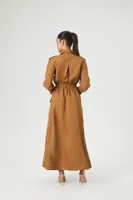 Women's Long-Sleeve Maxi Shirt Dress in Cigar Medium