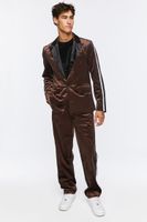 Men Velour Peak-Lapel Blazer in Dark Brown/Black Medium