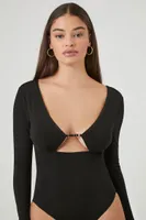 Women's Plunging Cutout Bodysuit in Black Small