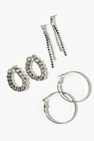 Women's Chain & Hoop Earring Set in Silver