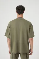 Men Mineral Wash Crew T-Shirt in Light Olive Small