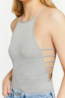 Women's Seamless Ladder Cutout Bodysuit in Heather Grey, S/M