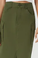 Women's Twill Cargo Maxi Skirt in Olive Small