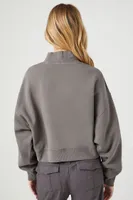 Women's New York Mock Neck Pullover in Grey, XS