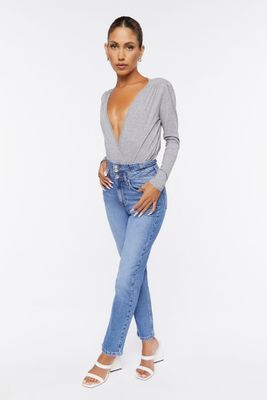 Women's Double-Waisted Long Jeans in Light Denim, 29