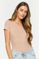 Women's Short-Sleeve Bodysuit in Almond Small