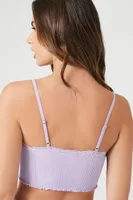 Women's Seamless Lace-Trim Longline Bralette in Orchid Medium