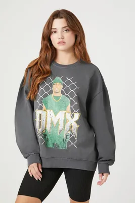 Women's Fleece DMX Graphic Pullover in Charcoal Small