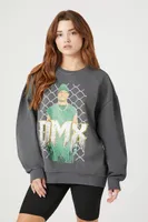 Women's Fleece DMX Graphic Pullover in Charcoal Small