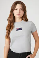 Women's Melbourne Sports Embroidered Graphic T-Shirt in Heather Grey Small