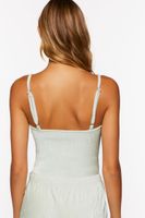 Women's Pleated Velvet Cami Bodysuit in Celadon Medium