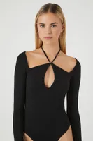 Women's Cutout Halter Bodysuit in Black Small