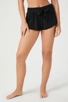 Women's Terry Cloth Swim Cover-Up Shorts in Black Large