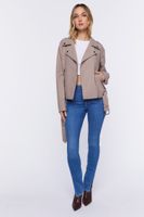 Women's Brushed Moto Jacket in Taupe Large