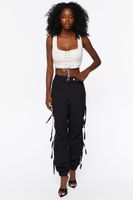 Women's Lace-Up Crop Top in Overcast Medium