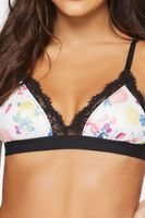 Women's Fruit Print Lace-Trim Bralette in Ivory Small