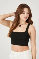 Women's Sweater-Knit Sleeveless Crop Top in Black Medium