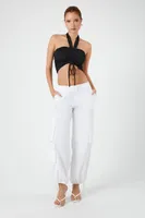 Women's Ruched Halter Crop Top