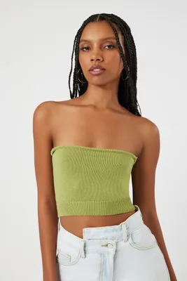 Women's Cropped Sweater-Knit Tube Top