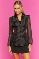 Women's Sheer Organza Blazer in Black Small