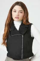 Women's Faux Shearling & Suede Vest in Black Medium