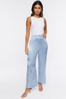 Women's Satin Wide-Leg Pants in Dusty Blue Large