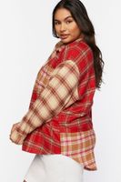 Women's Reworked Plaid Shirt in Red, 0X