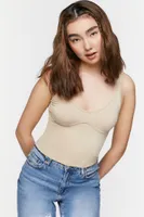 Women's Sleeveless Underbust Crop Top Taupe