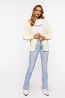 Women's Cable Knit Cardigan Sweater in Cream Small