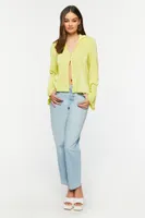 Women's Lettuce-Edge Bell-Sleeve Shirt in Yellow Small